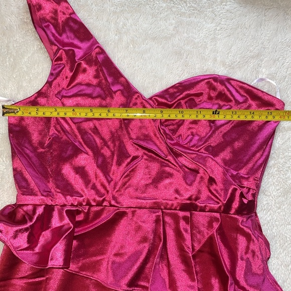 Lulus Flirtatious Energy Pink Satin One-Shoulder Bodycon Mini Dress - Picture 5 of 9